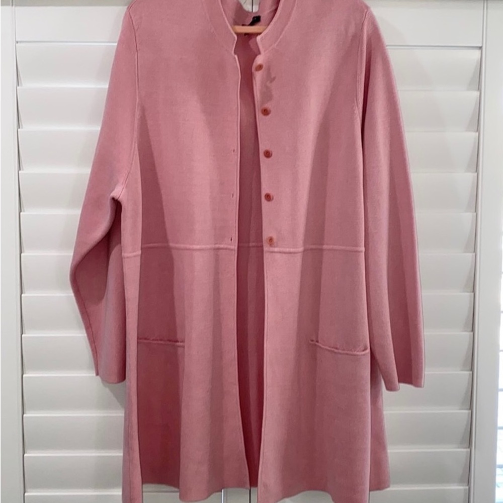 EILEEN FISHER NWOT PINK SILK BLEND JACKET/DUSTER